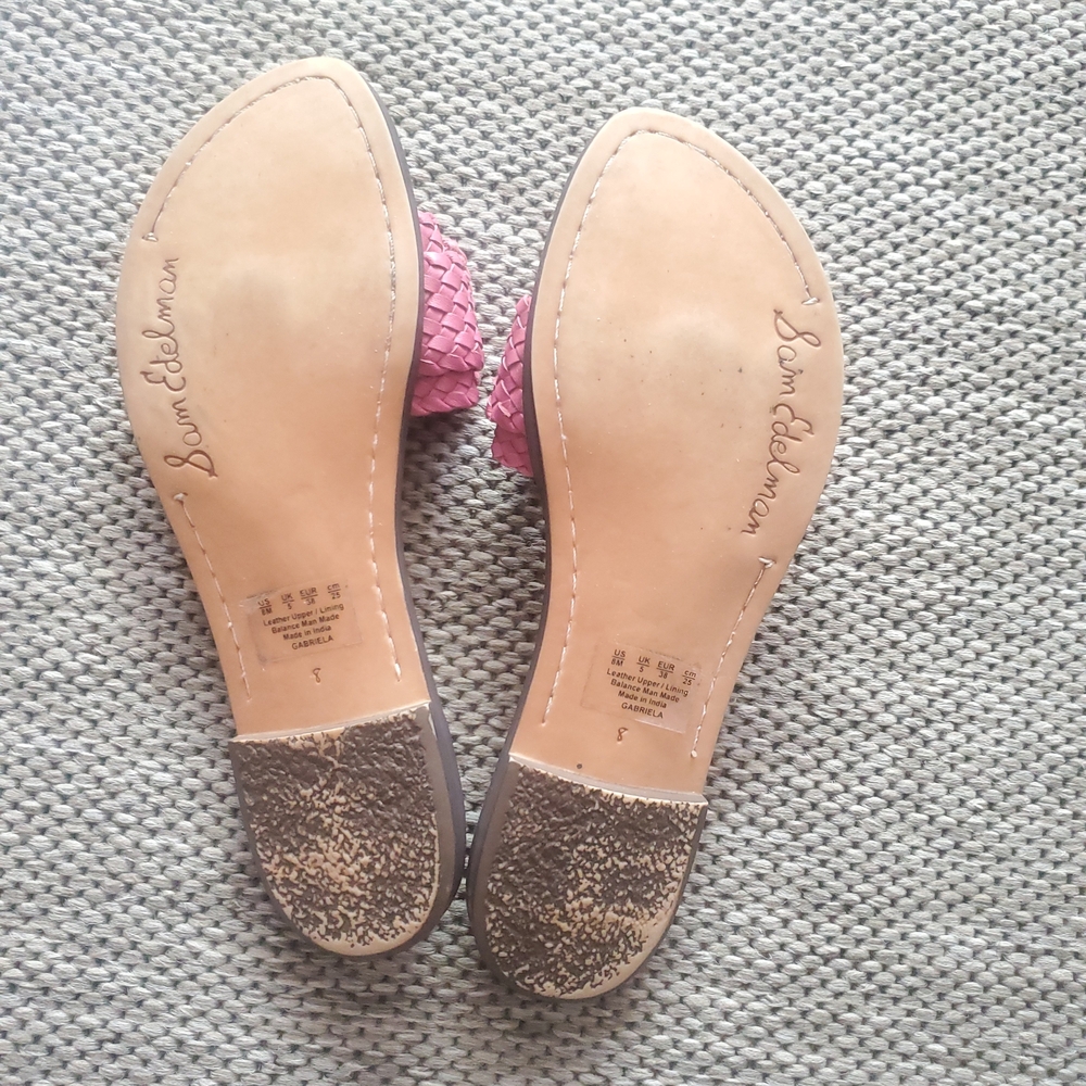 Sam Edelman Pink Woven Slide Sandals with Buckle Accent Size #8 - Picture 3 of 6